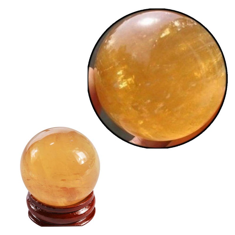 Wixine 1Pcs 40mm Yellow Citrine Quartz Crystal Sphere Ball Healing Gemstone - Image 1